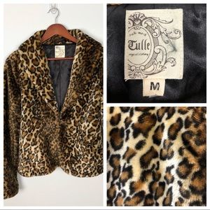 Tulle Nordstrom leopard faux fur jacket